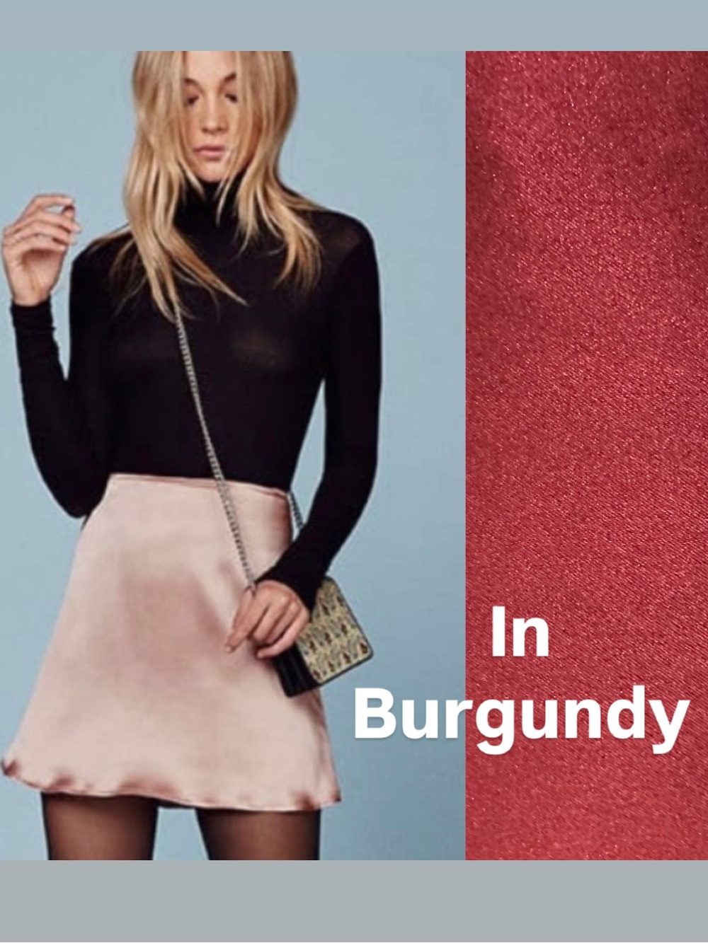 Reformation Benson Burgundy Silk Mini Skirt Size 2